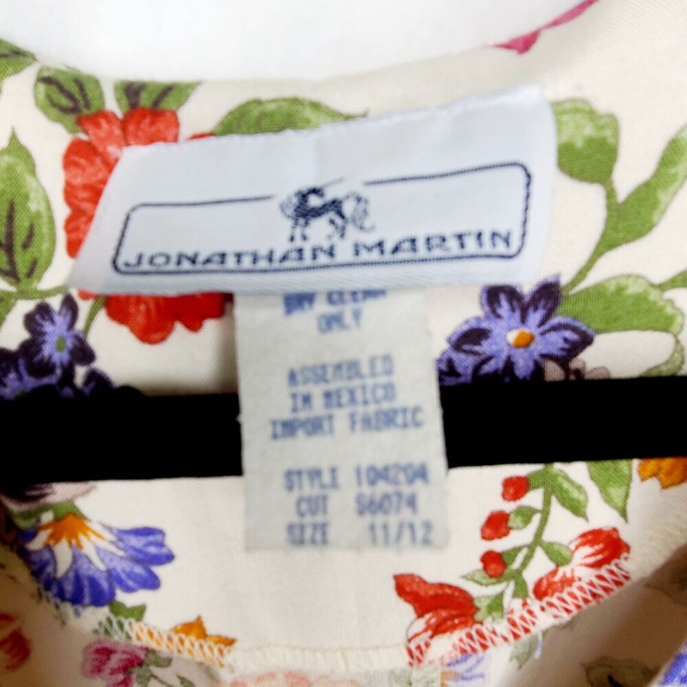 Vintage Jonathan Martin Womens SZ 11/12 White Floral Romper Shorts w Tags Button - Picture 8 of 8